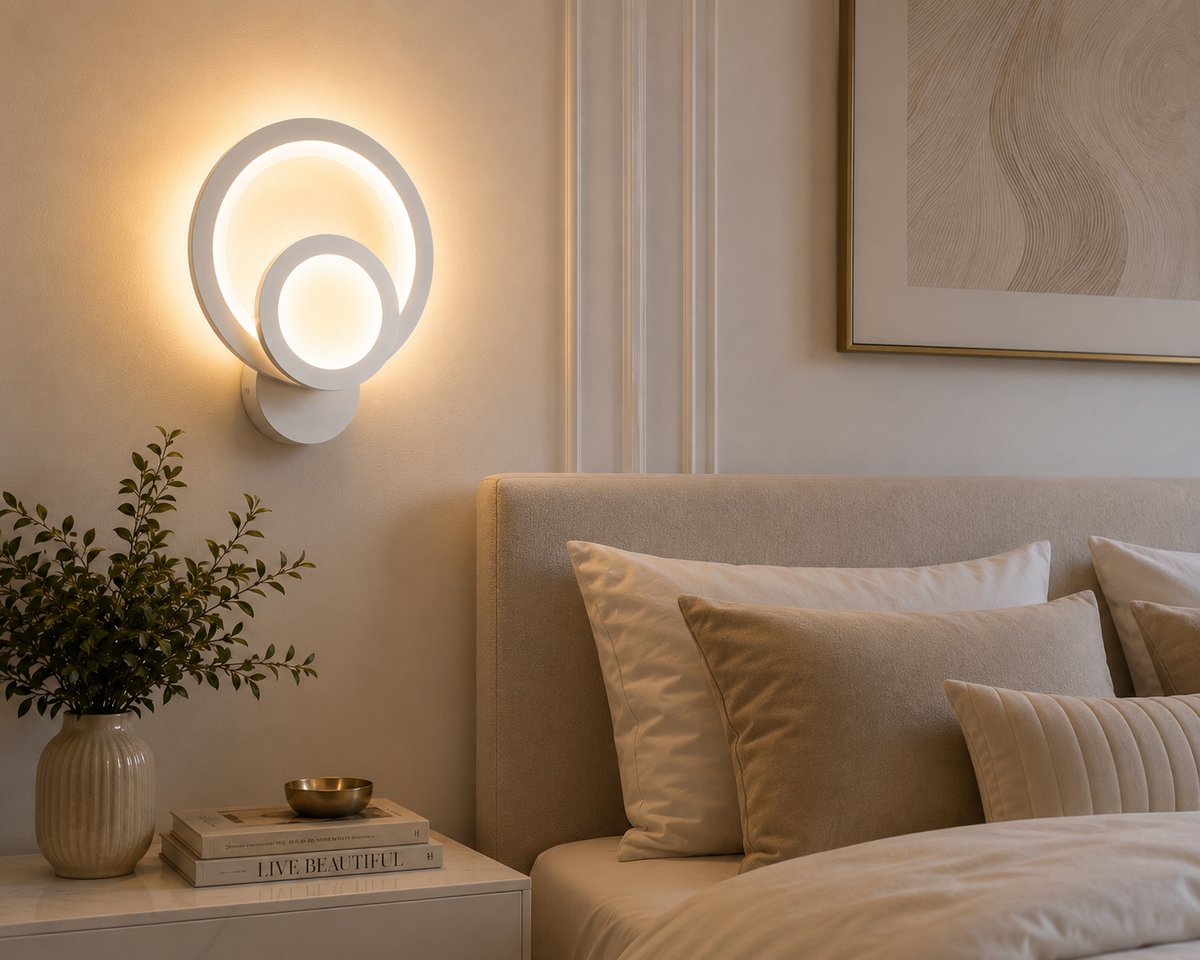 Aplică Led Double Halo Alb/Negru, iluminare 80w