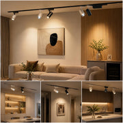 Spot Led pe Șină 30W Cob -Orientabil Negru/Alb