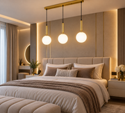 Pendul Modern Golden Trio – 3 Globuri Albe, Auriu