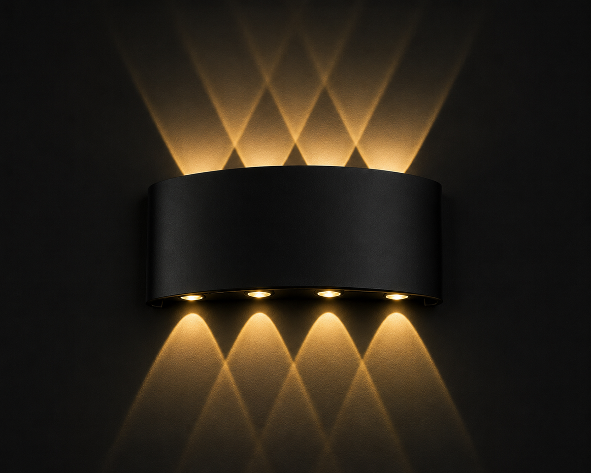 Aplică Led exterior -Light Wave negru 8w ,iluminare 80w