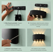 Aplică led exterior -Triple Beam Negru 6w,iluminare 60w
