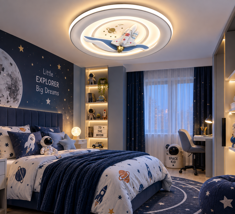 Plafonieră LED Copii Space Rocket – Rachetă 3D ,iluminare 420w