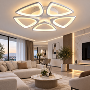 Plafonieră LED Petal 5 – Design Geometric Modern, Alb Iluminare 800w