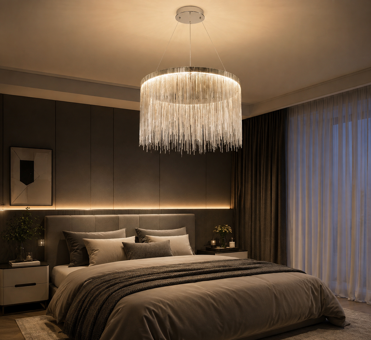 Lustră Led Silver Rain iluminare 800w